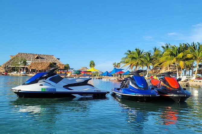 4-Hour Guided Jet Ski Tour to Secret Beach, San Pedro, Belize - Starting at Mahogany Bay and getting ready to ride
