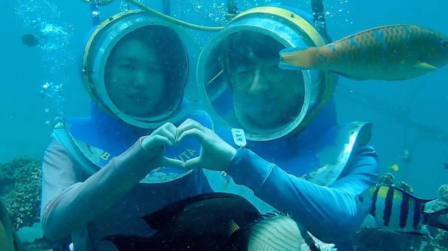Bali: Sea Walk, Solo Jetski and Parasailing with Pickup - Walking on the seafloor with a breathing helmet