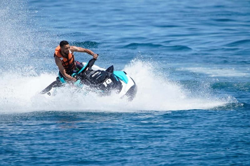 Barcelona: Jetski No Licence Tour Hotel W - Photo included - Barcelona’s coast from the Mediterranean