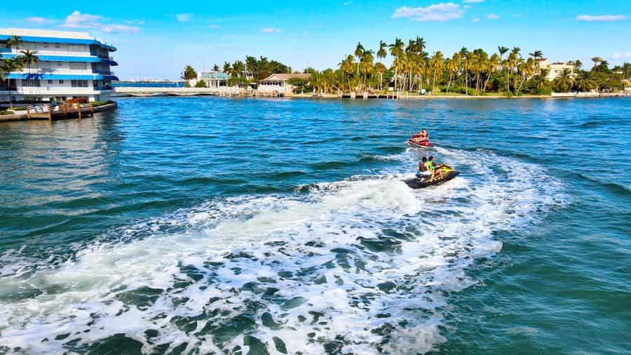 Best Jet Ski Rental in Miami with Free Boat Ride - The 15-minute speedboat ride to the jet skis
