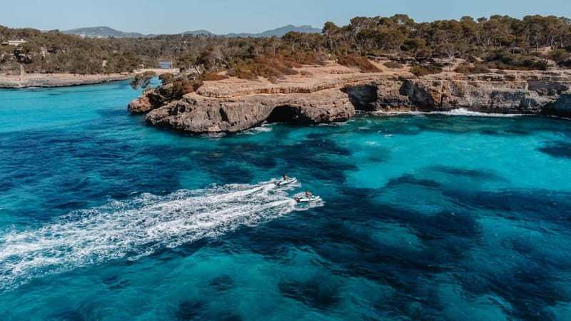 Cala d'Or | Jet Ski Tour 1 hour along southeast coast. - Leaving Cala d’Or Marina on a Seadoo GTX 130