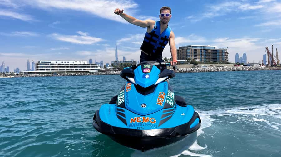 Dubai Jet Ski: Burj Khalifa, Burj Al Arab, Pics & Ice Cream! - Jumeirah Beach brings the speed
