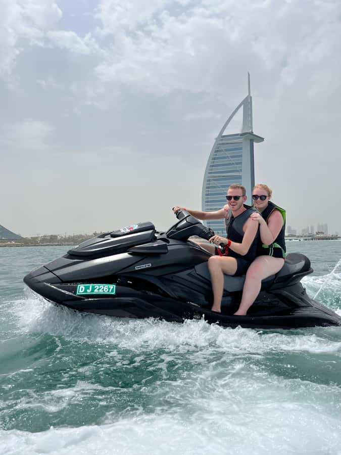 Dubai: Jet Ski Tour To Atlantis Hotel and Burj Al Arab - Riding Toward Burj Al Arab