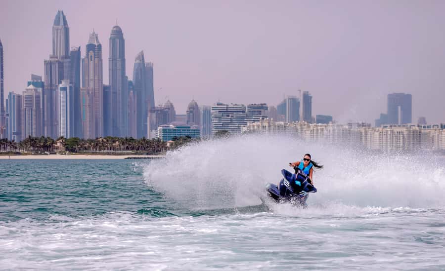 Dubai: Jetski Ride up to 2 People with Photos & Refreshments - Dubai’s skyline, seen from the open sea
