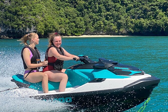 Langkawi Jet Ski Tour Silver Package with Free Drone Video - Riding from Cenang Beach into the islands