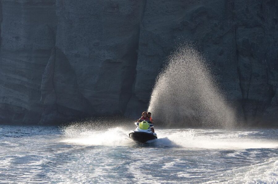 Santorini:Volcanic Beaches Cruise With Jet Ski - St. George Beach to the southern coast